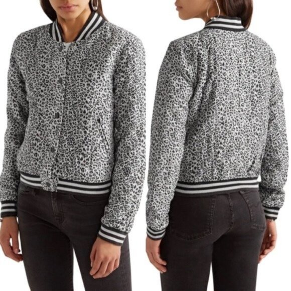 R13 Grey Leopard Shrunken Roadie Jacket in Enzyme Stone Wash - Picture 2 of 13